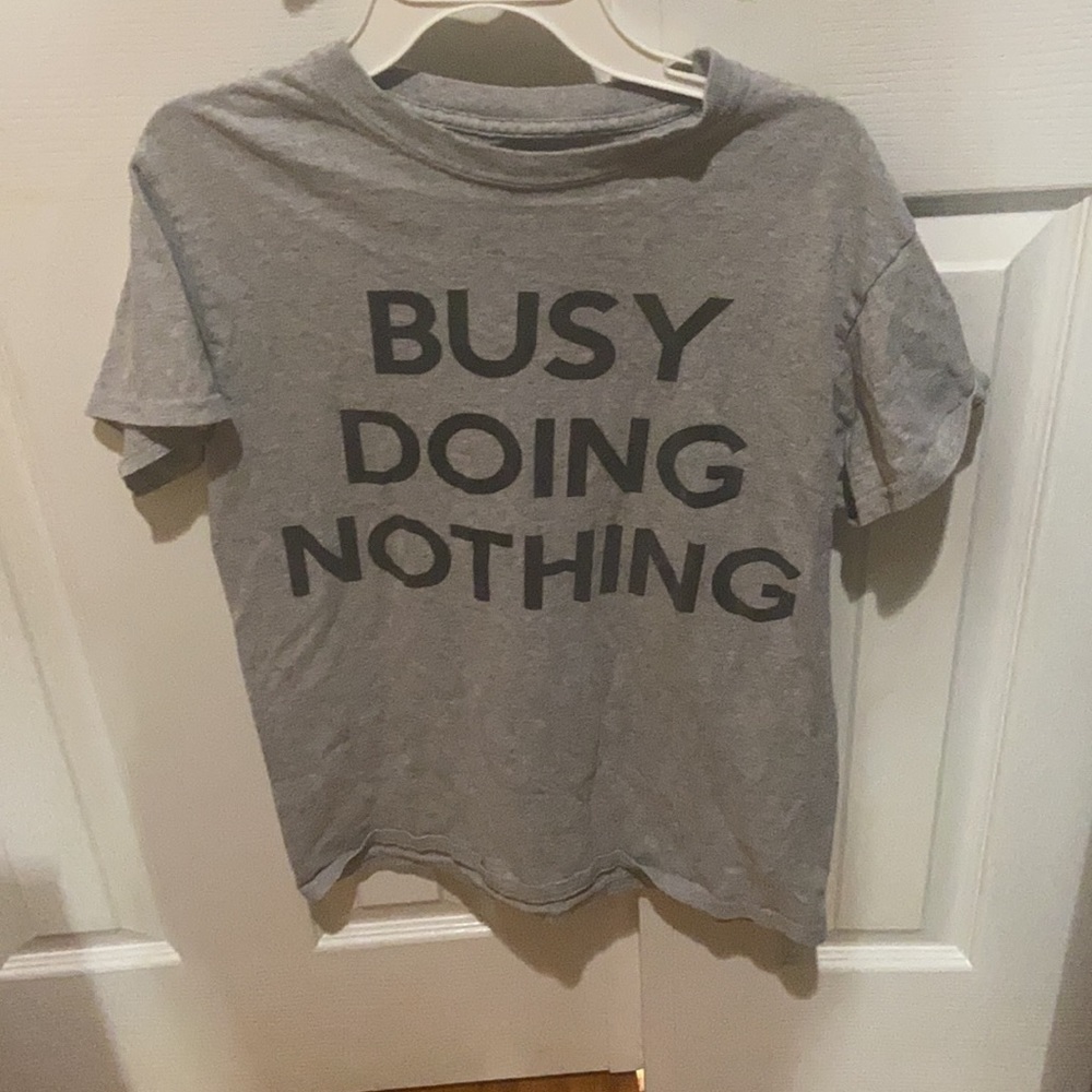 H Boy's Black and Gray 'Busy Doing Nothing' Short-Sleeve Shirt S